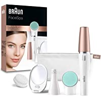Braun FaceSpa 851 - Sistema 3 en 1 de depiladora facial- cepillo limpiador y masaje- color blanco